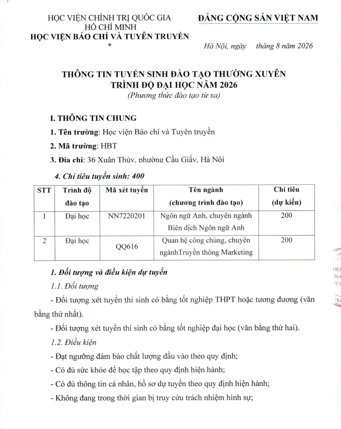 HỌC VIỆN BÁO CHÍ VÀ TUYÊN TRUYỀN AJC