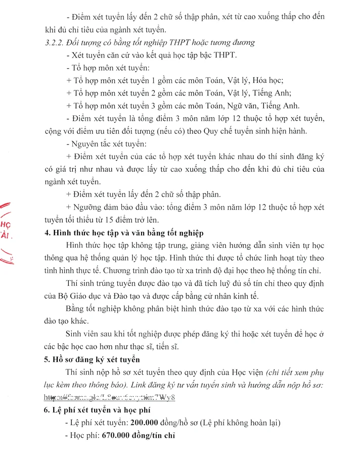 HỌC VIỆN TÀI CHÍNH TUYỂN SINH HỆ CỬ NHÂN TỪ XA 2026 Đợt 1