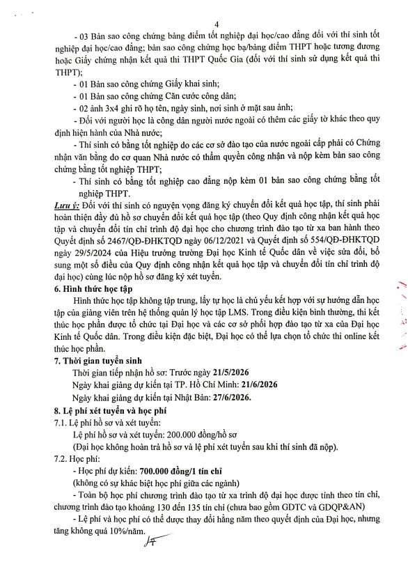 ĐỢT 4.2026: Tuyển sinh đ&agrave;o tạo từ xa tr&igrave;nh độ đại học (NEU-Elearning) năm 2026 của Đại học Kinh tế Quốc d&acirc;n khu vực Th&agrave;nh phố Hồ Ch&iacute; Minh v&agrave; Nhật Bản