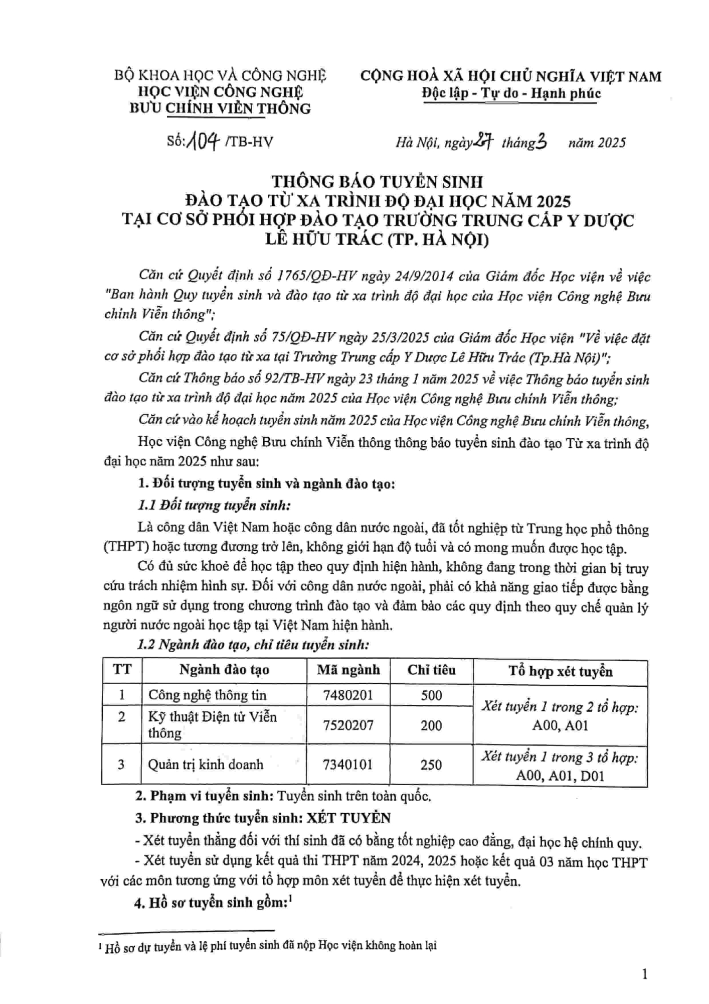 HỌC VIỆN CÔNG NGHỆ BƯU CHÍNH VIỄN THÔNG PTIT