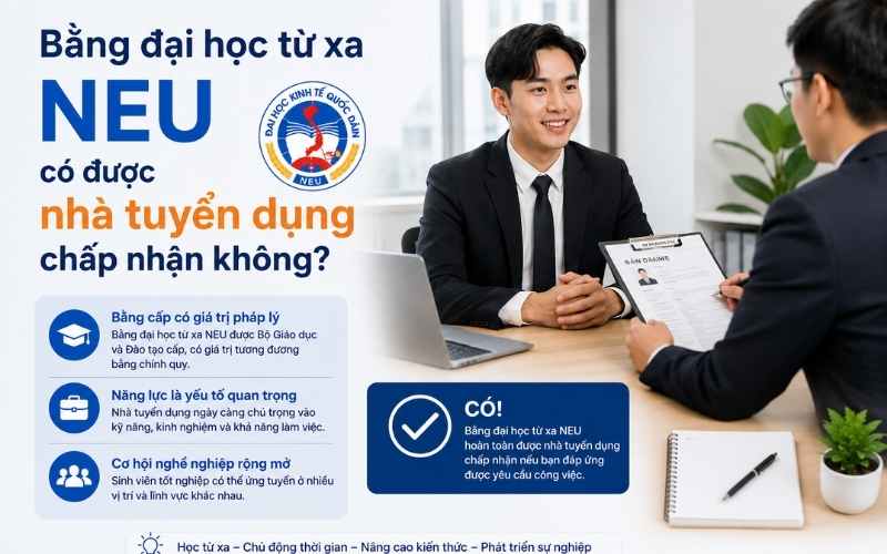 Bằng đại học từ xa NEU có được nhà tuyển dụng chấp nhận không?