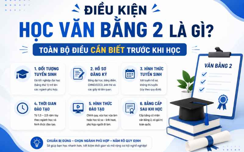 Điều kiện học văn bằng 2 là gì? Toàn bộ điều cần biết trước khi học