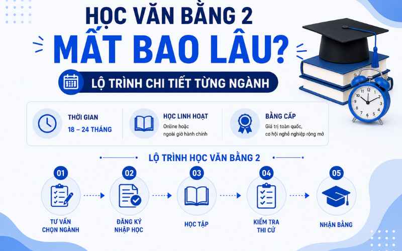 Học văn bằng 2 mất bao lâu? Lộ trình chi tiết từng ngành