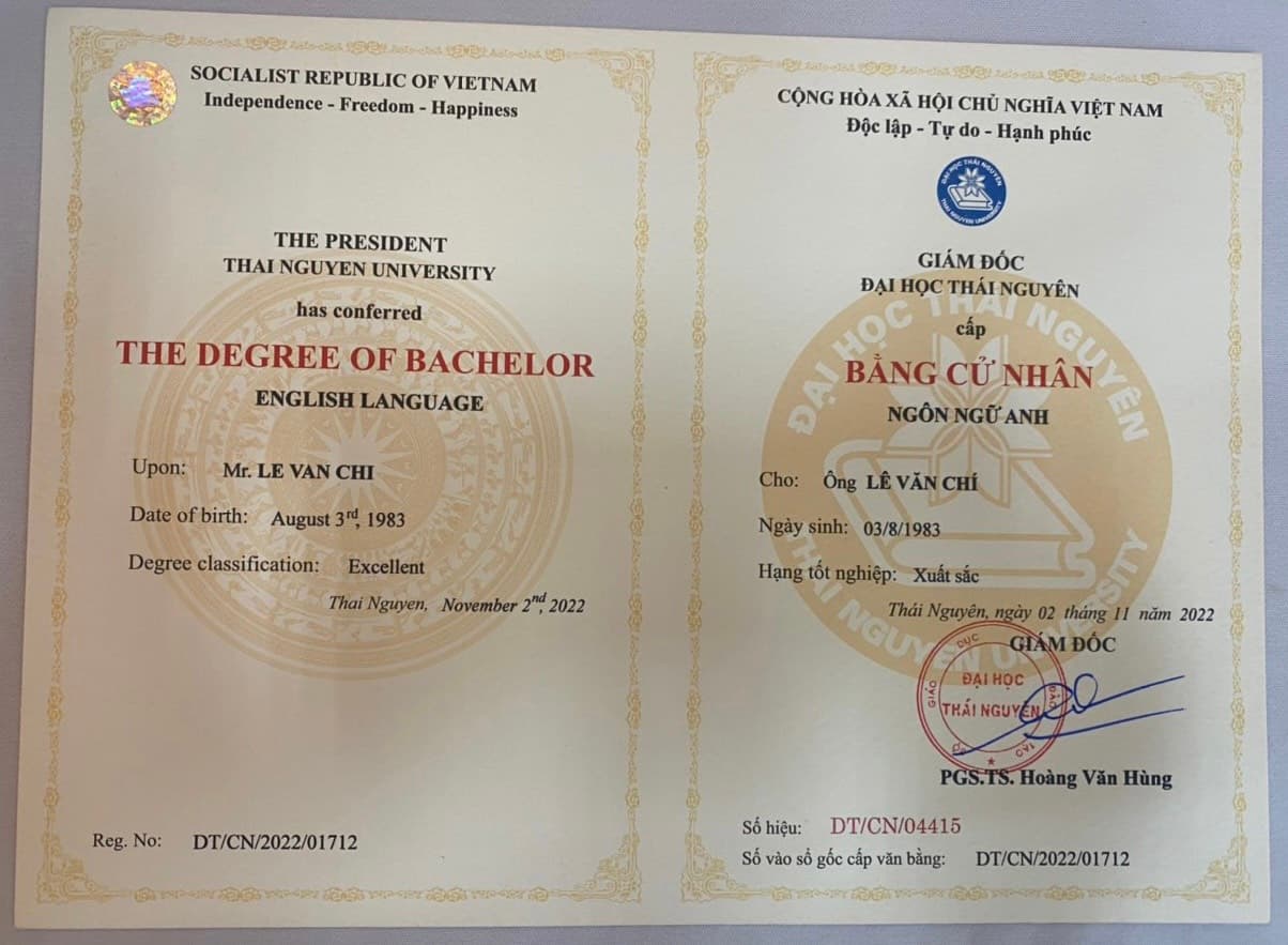 Văn bằng 2 ng&ocirc;n ngữ anh được c&ocirc;ng nhận 